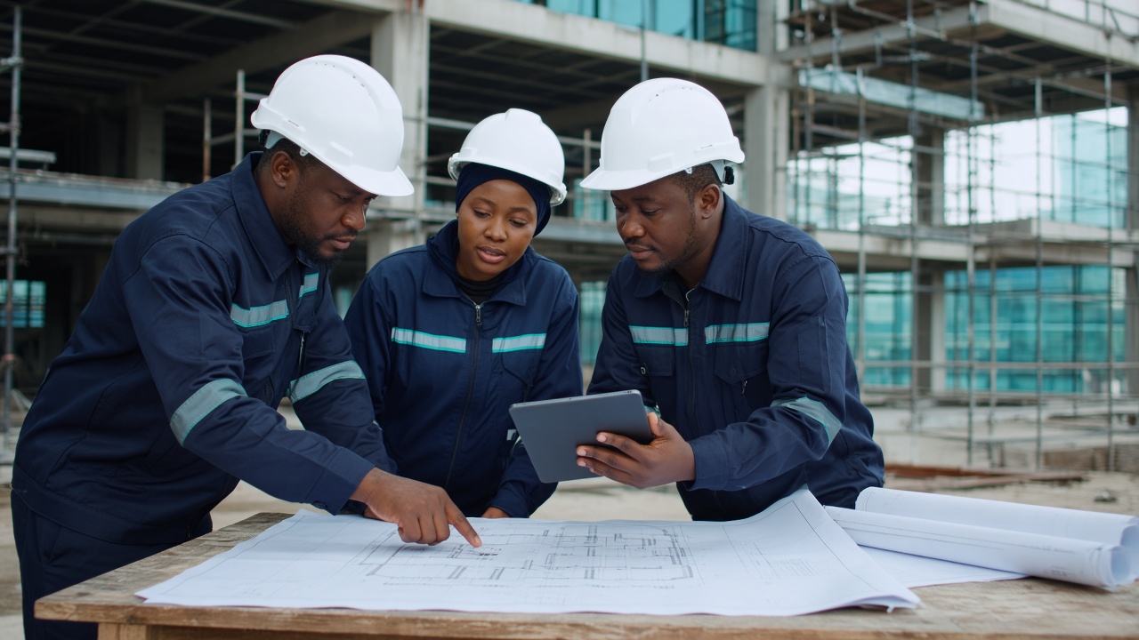 Equipa técnica da Wecomp em acompanhamento de obra